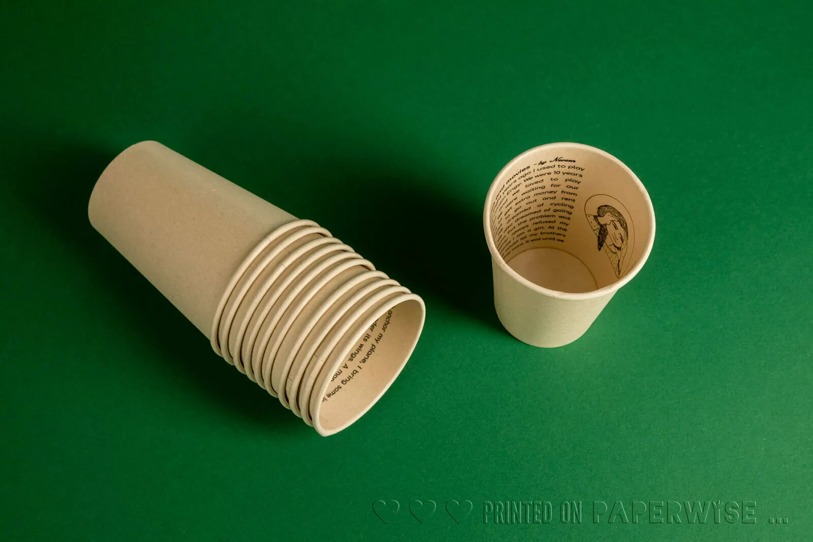 PaperWise eco bio cups drinks coffee tea water disposable compostable paper board insideprinting packaging office promo