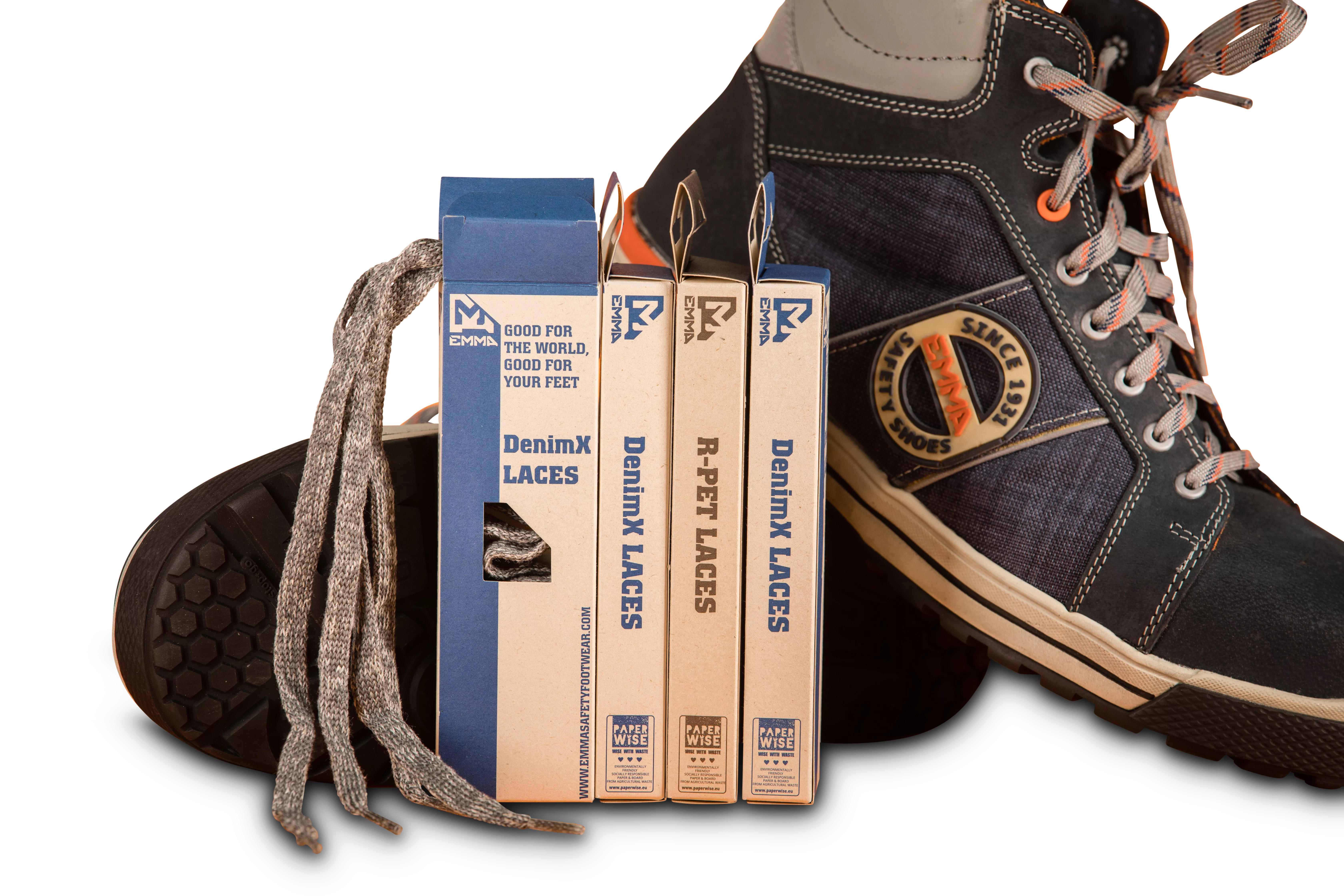 PaperWise eco paper board waste sustainable packaging laces safetyshoes Emma Emmashoes c