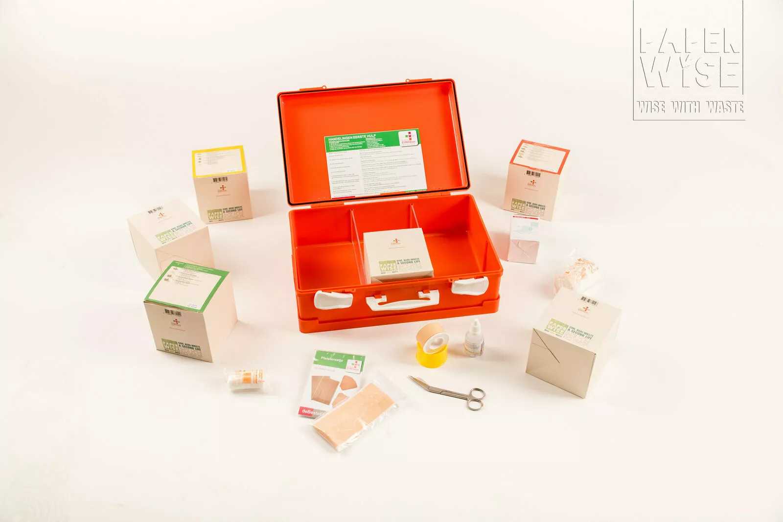PaperWise environmentally friendly paper board packaging firstaidbox renewable resources DeBesteEHBODoos