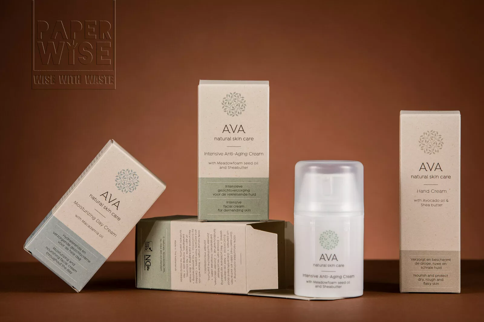 PaperWise natural packaging sustainable paper board cream skincare bodycare health organic Ava