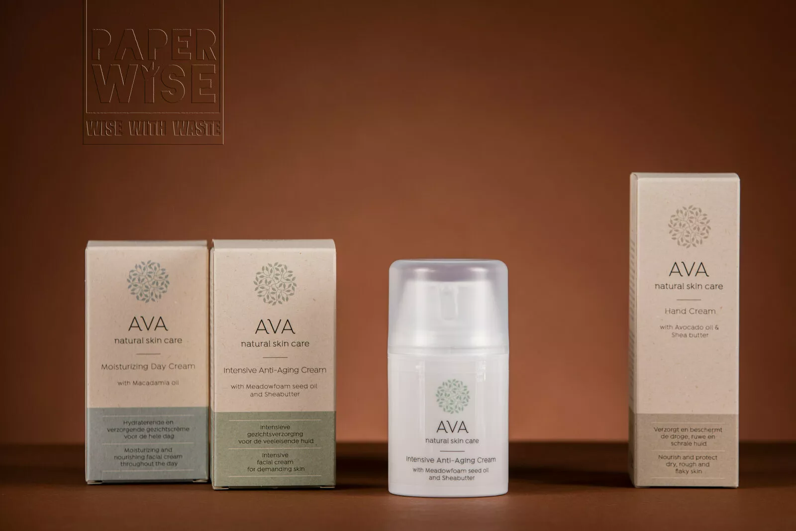 PaperWise natural packaging sustainable paper board cream skincare bodycare health organic Ava4
