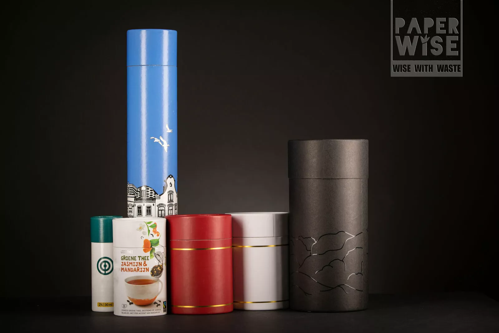 PaperWise sustainable packaging eco paper board tube design round gifts beveage wine giftwapping