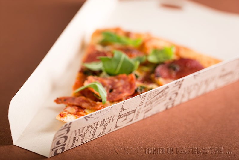 Environmentally sustainable packaging for pizza slice